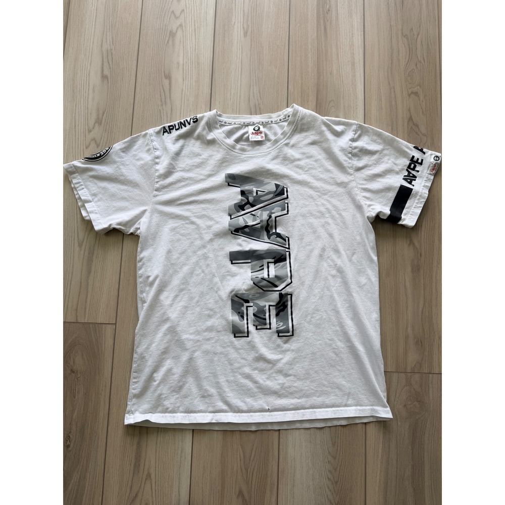 Aape By A Bathing Ape T-Shirt Mens XXL White Camo Logo Graphic Tee APUNVS